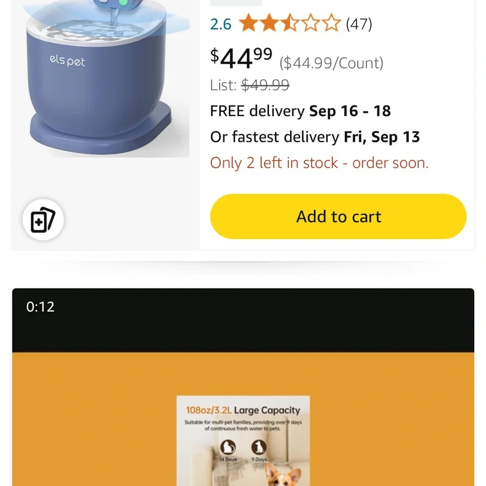 Els Pet Automatic Water Fountain